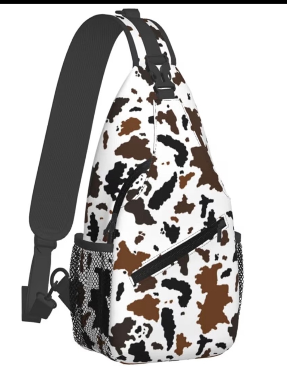 Amazon Cowprint Sling Bag in Brown, Black & White